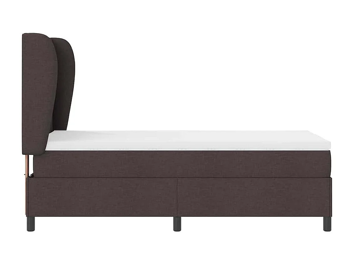Cadre de lit avec matelas Marron foncé 90 x 190 cm tissu