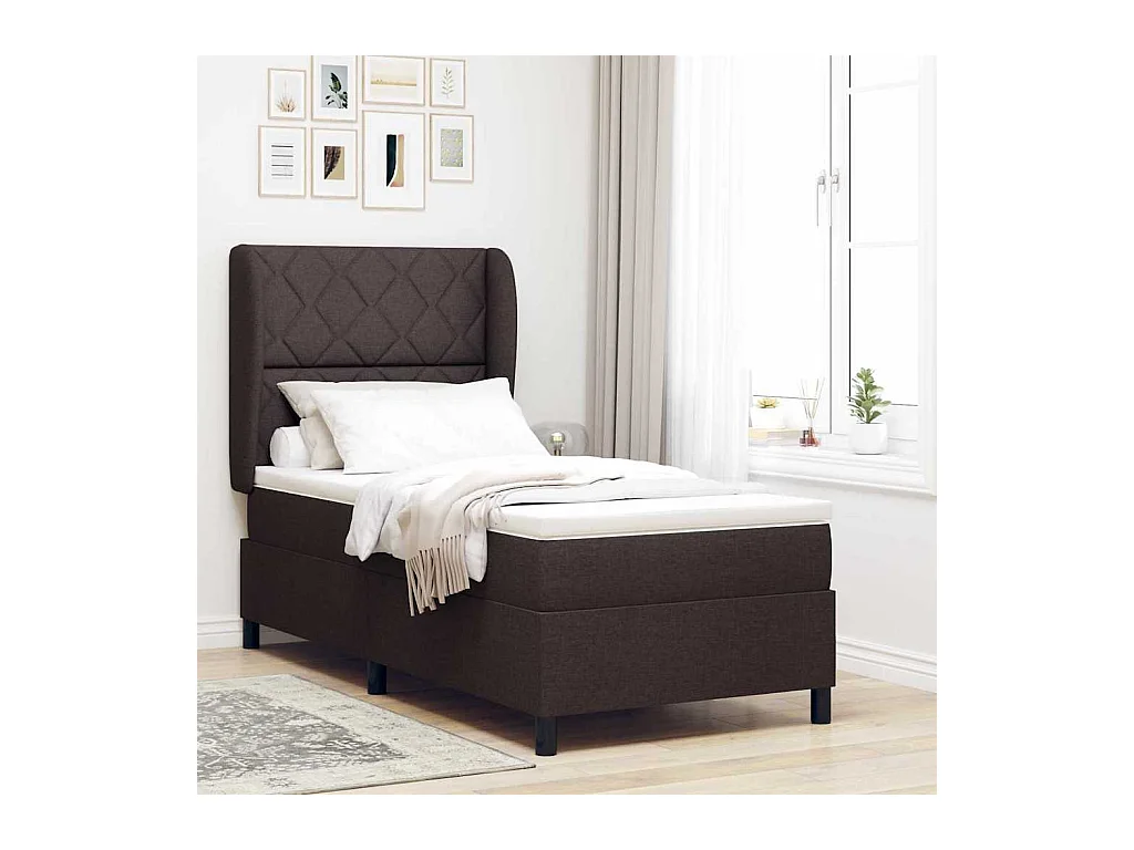 Boxspring bed met matras Donkerbruin 90 x 190 cm Stof