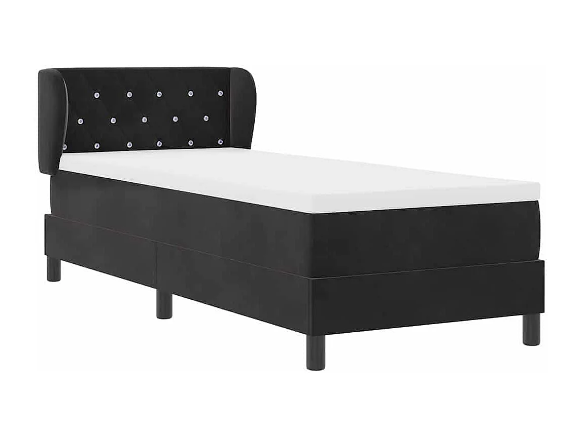 Cama Box Spring com Colchão Cinza Escuro 80x200 cm em Veludo