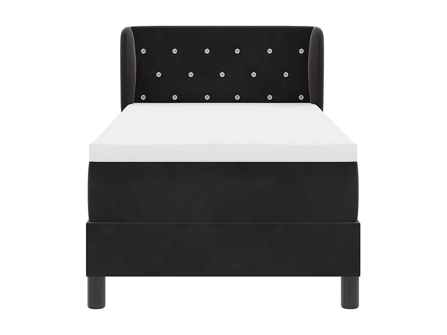 Cama Box Spring com Colchão Cinza Escuro 80x200 cm em Veludo