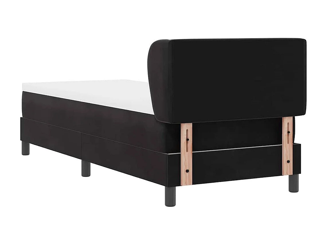 Cama Box Spring com Colchão Cinza Escuro 80x200 cm em Veludo