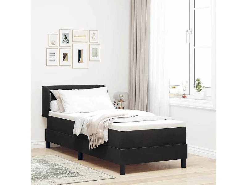 Cama Box Spring com Colchão Cinza Escuro 80x200 cm em Veludo