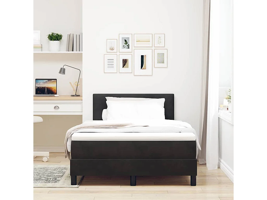 Cama con Somier y Colchón con colchón Negro 120 x 190 cm tela