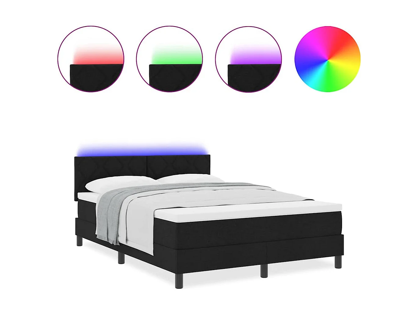 Cama tipo Box Spring con colchón Negro 160 x 200 cm tela