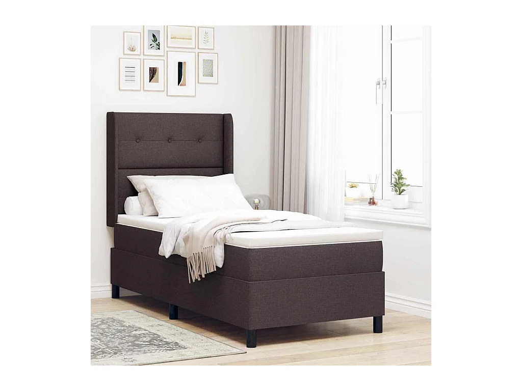 Boxspring bed met matras Donkerbruin 100 x 200 cm Stof