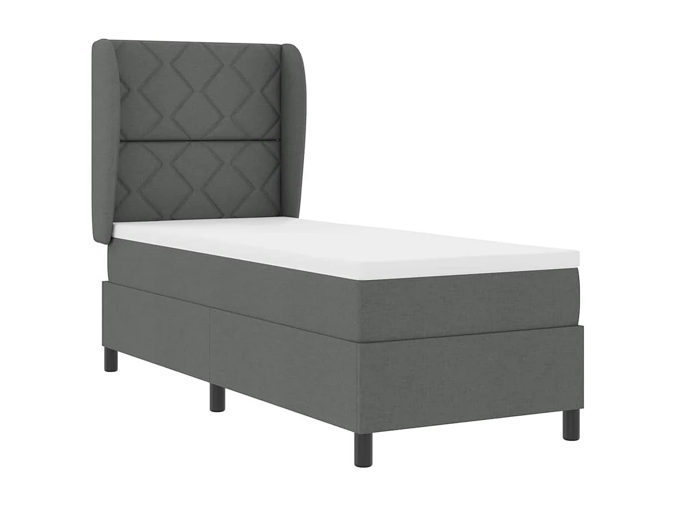 Cama tipo Box Spring con colchón Gris oscuro 80 x 200 cm tela