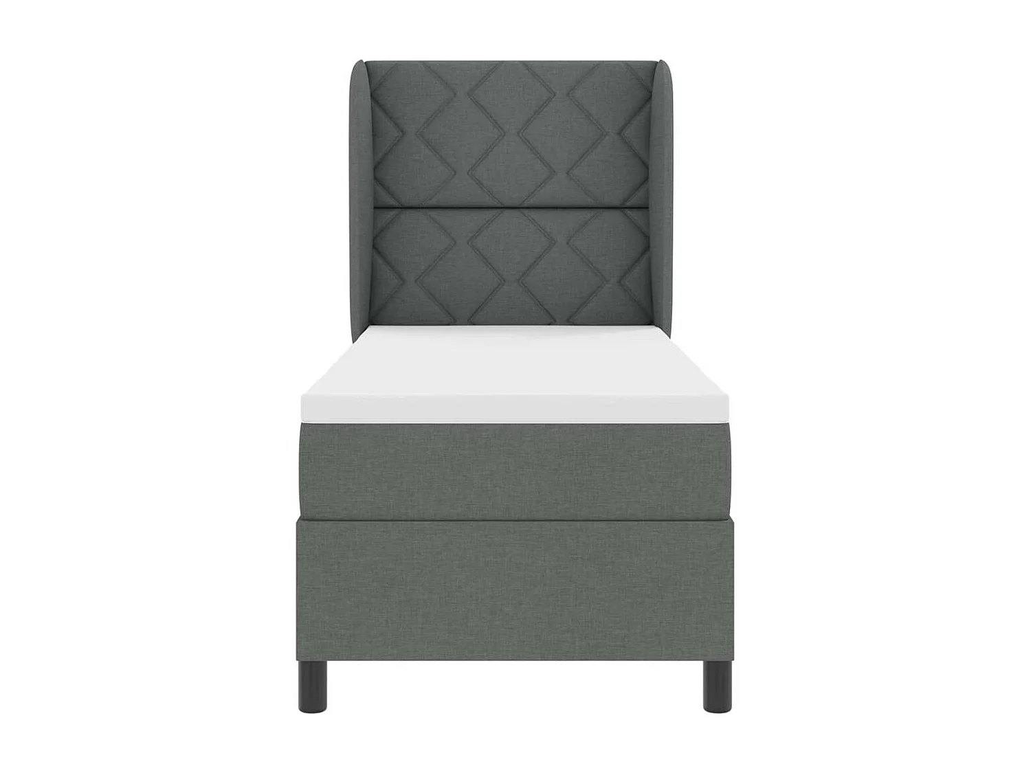 Cama tipo Box Spring con colchón Gris oscuro 80 x 200 cm tela