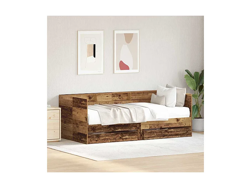 Dagbed Frame met Laden Oud hout 90 x 200 cm Bewerkt hout