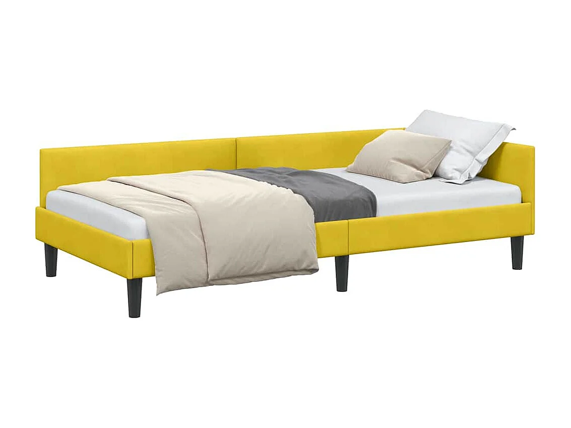 Estrutura de Cama de Canto com cabeceira Amarelo 80 x 200 cm