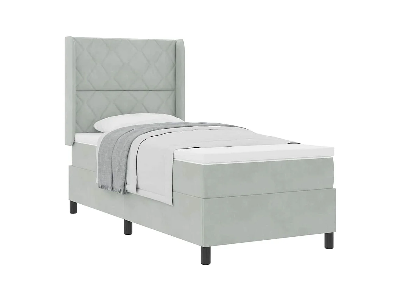 Cadre de lit avec tête de lit Gris clair 100 x 200 cm Velours