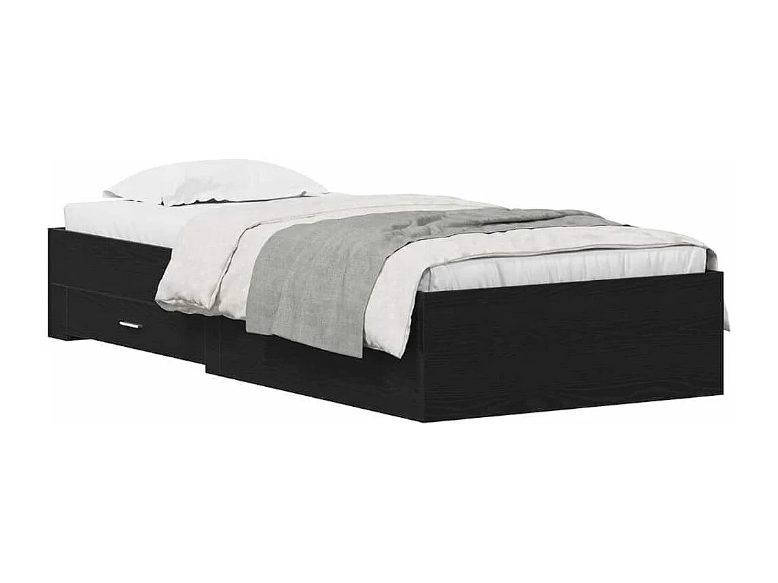 Estrutura de Cama com Gavetas Carvalho preto 90 x 200 cm