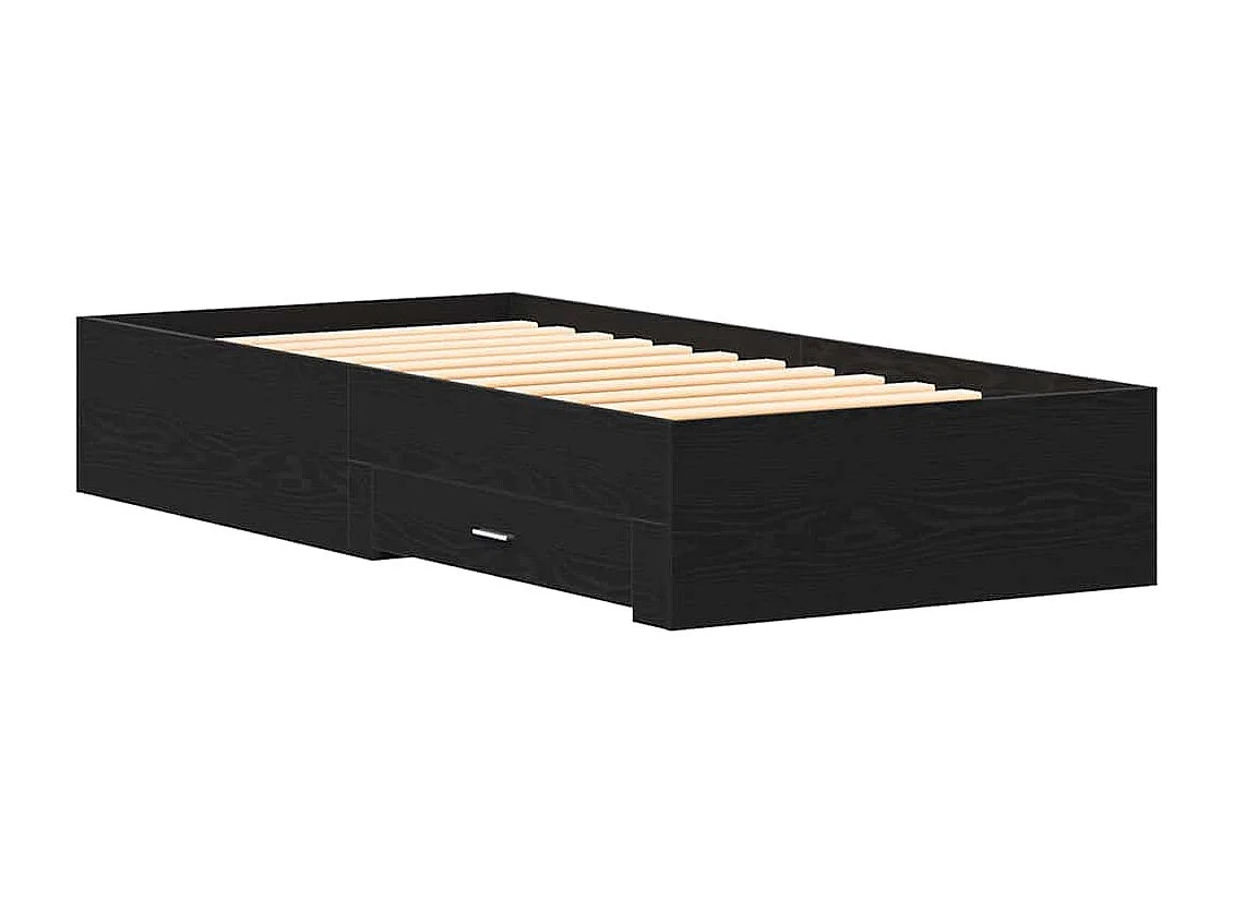 Estrutura de Cama com Gavetas Carvalho preto 90 x 200 cm