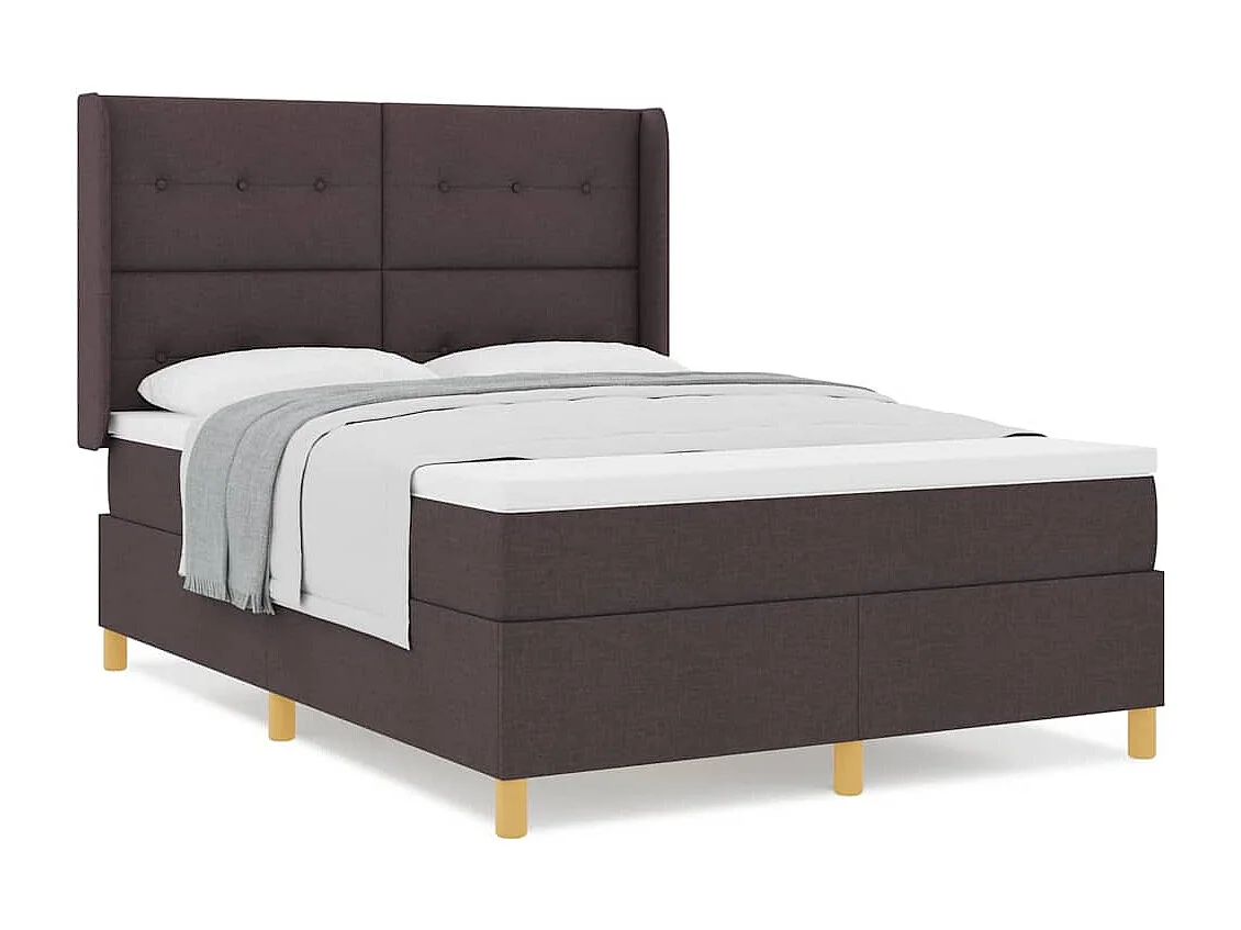 Cadre de lit avec matelas Marron foncé 140 x 200 cm tissu