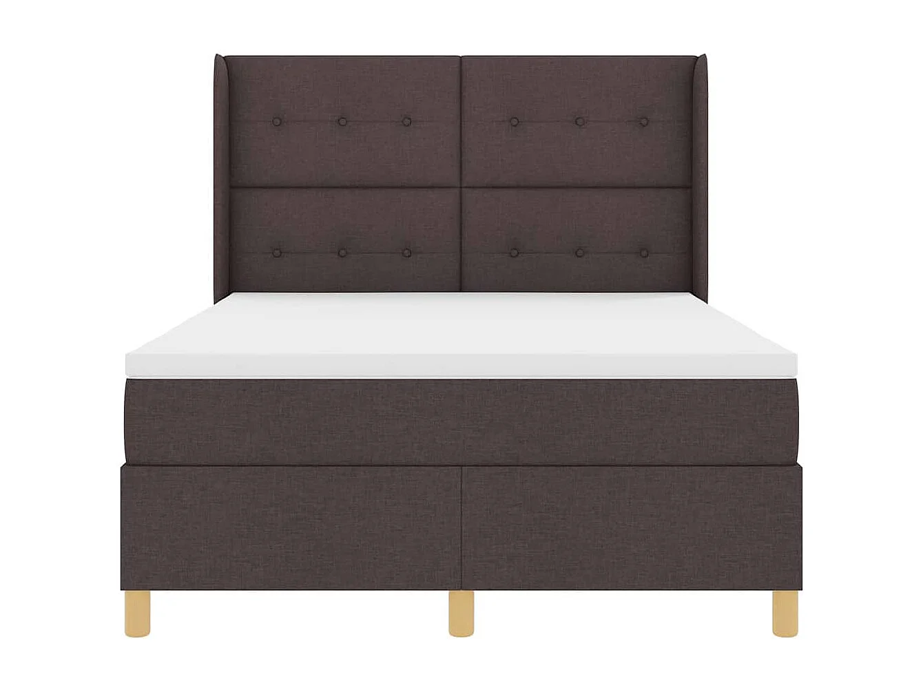 Cadre de lit avec matelas Marron foncé 140 x 200 cm tissu