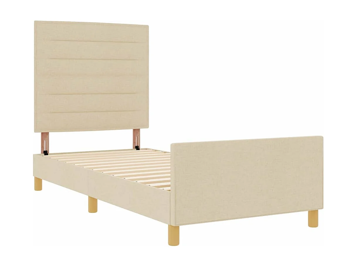 Cadre de lit avec tête de lit Crème 80 x 200 cm tissu