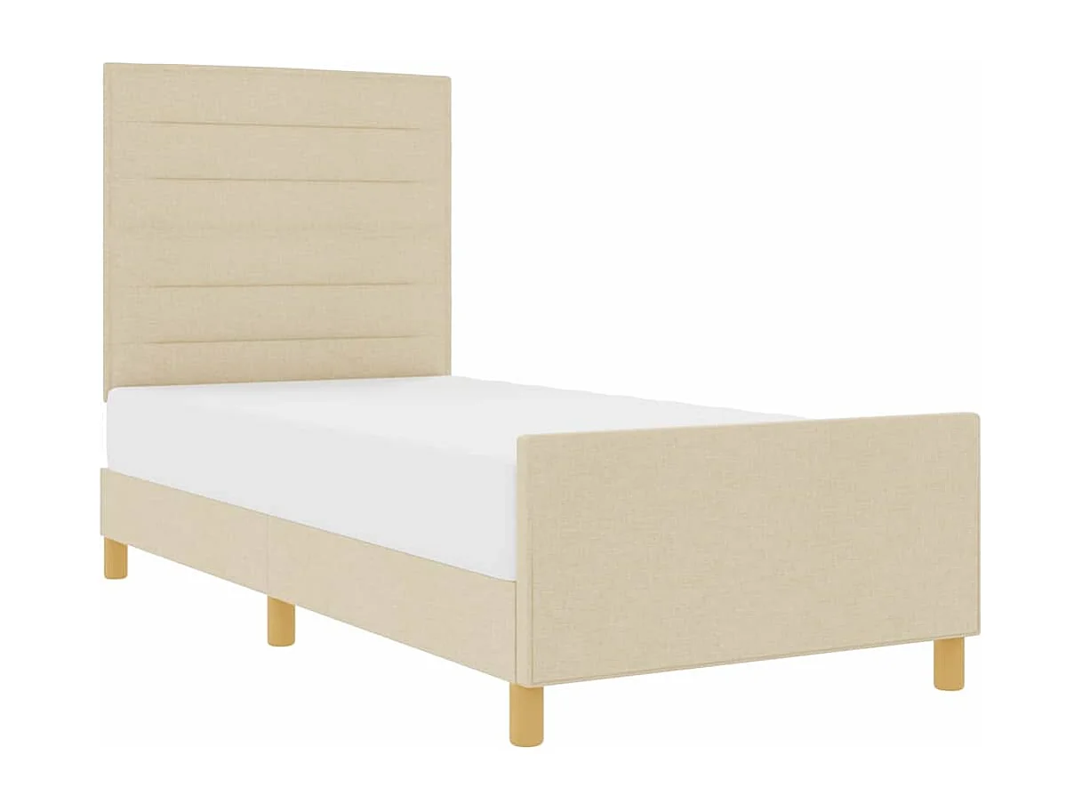 Cadre de lit avec tête de lit Crème 80 x 200 cm tissu