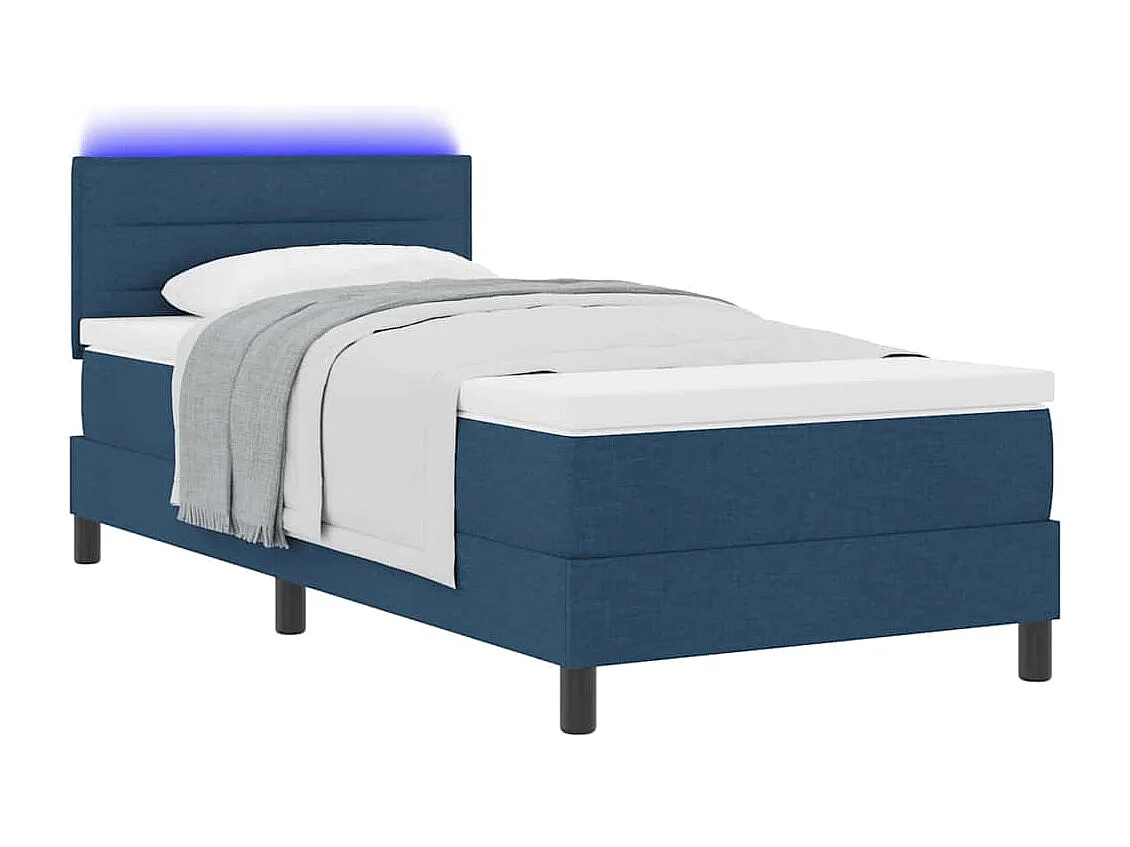 Cama tipo Box Spring con colchón Azul 80 x 200 cm tela