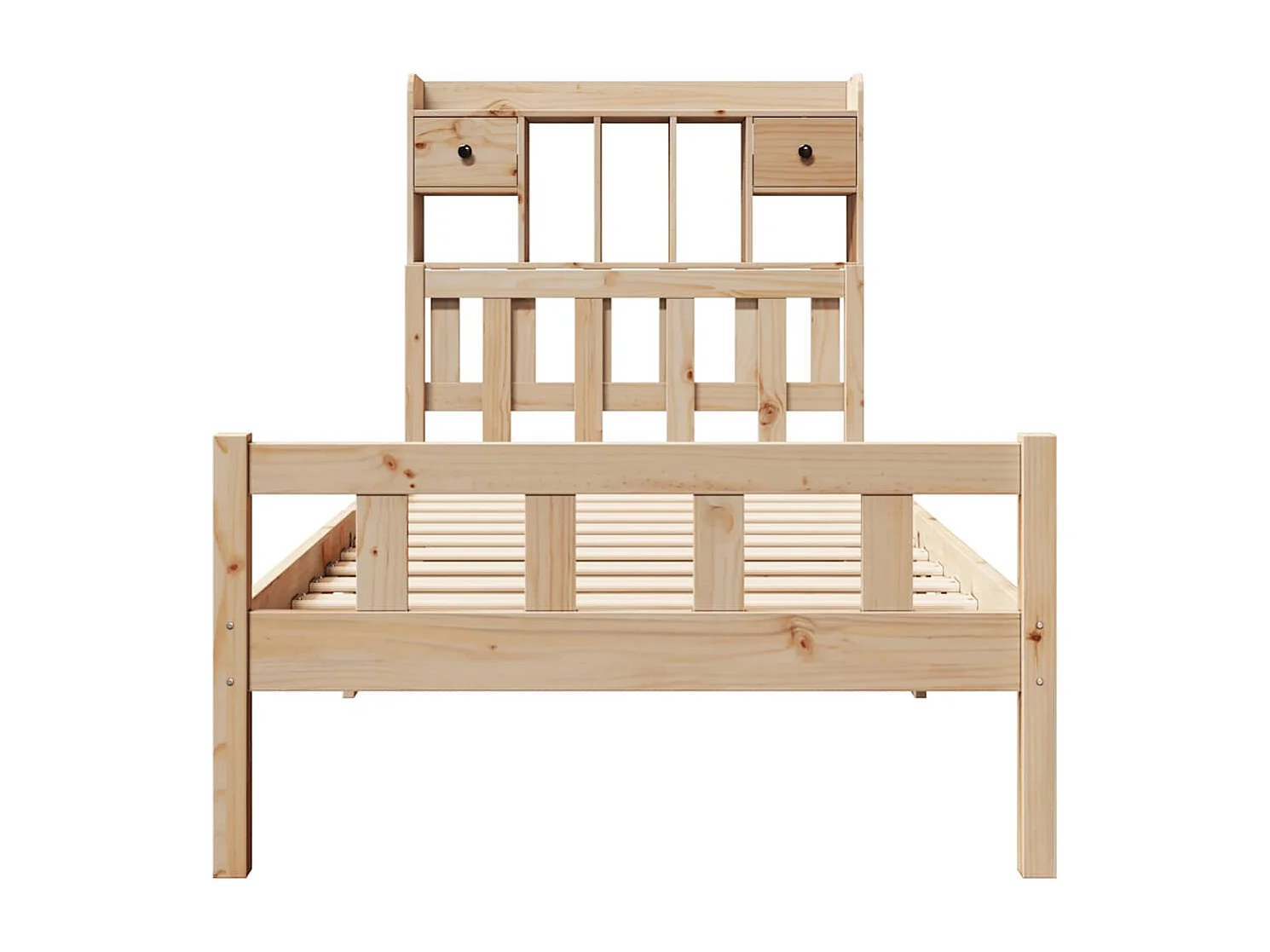 Cama con estantería sin colchón madera maciza de pino 90x190 cm
