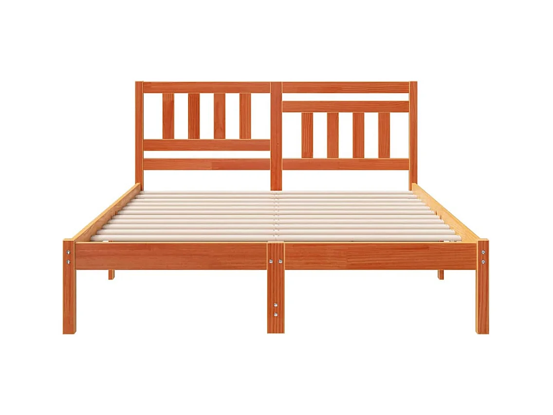 Cadre de lit Marron cire 140 x 190 cm Bois massif en pin