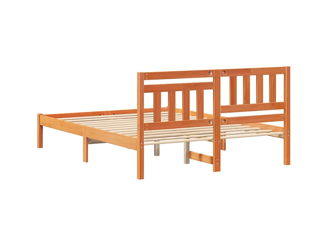 Cadre de lit Marron cire 140 x 190 cm Bois massif en pin