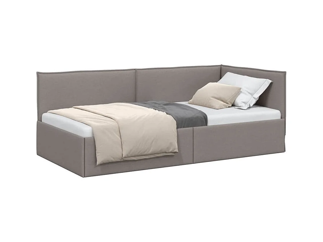 Estructura de cama en esquina Taupé 100 x 200 cm tela