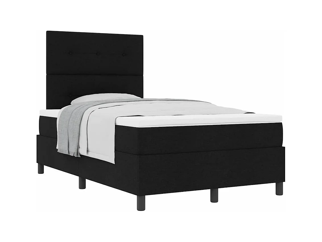 Cadre de lit avec matelas Noir 120 x 190 cm tissu