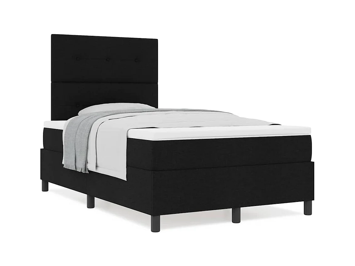 Cadre de lit avec matelas Noir 120 x 190 cm tissu