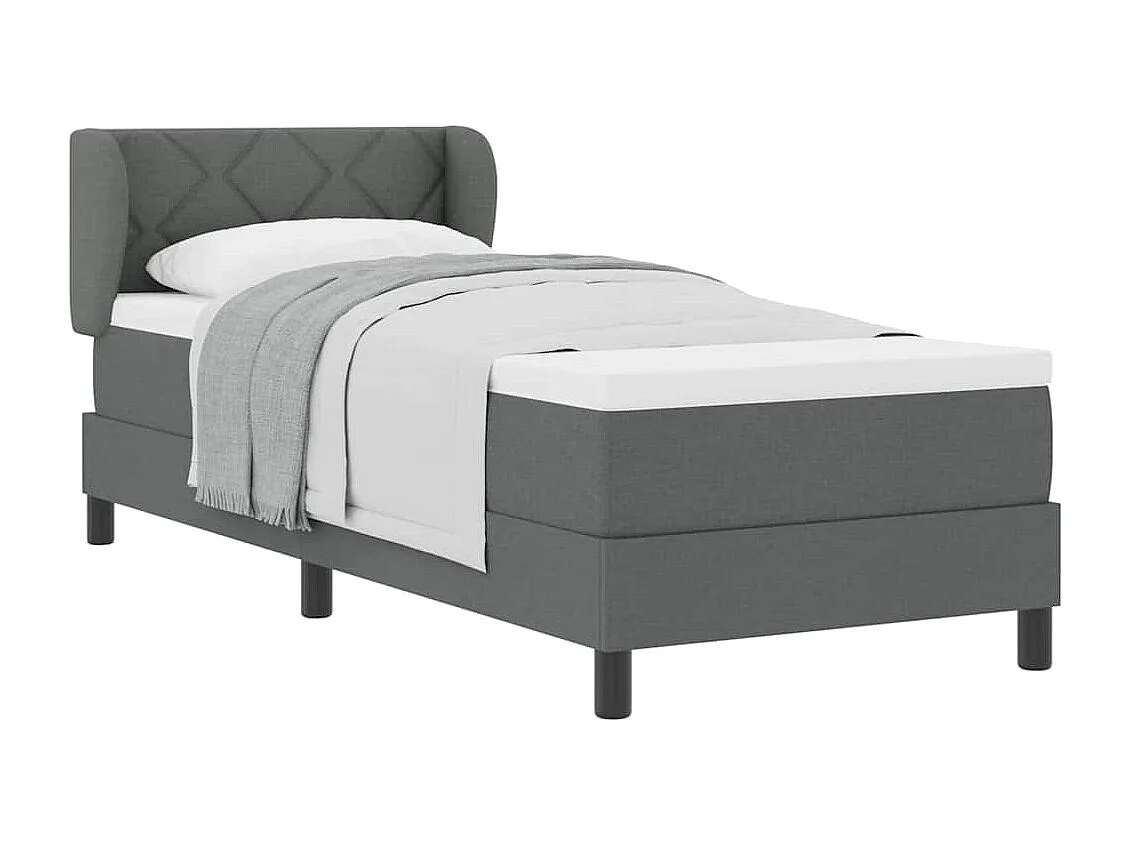 Cama box spring con colchón Gris oscuro 80 x 200 cm tela