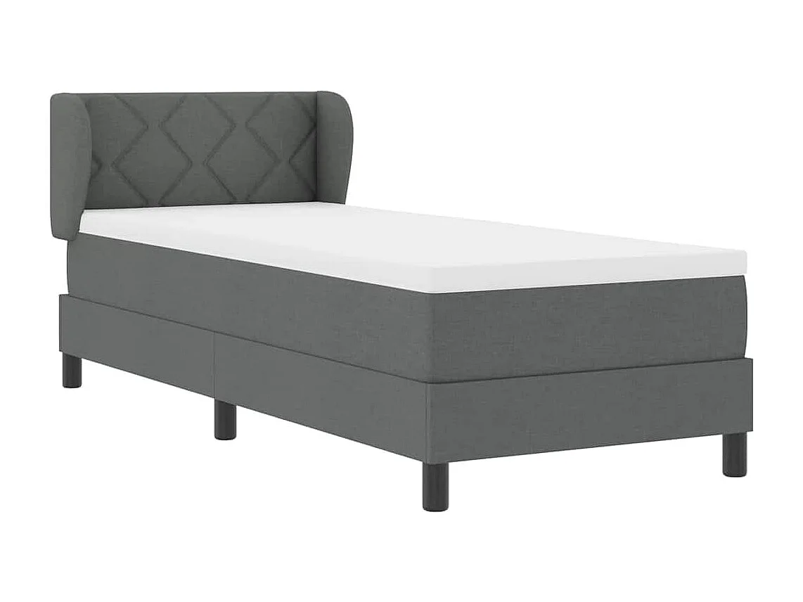 Cama box spring con colchón Gris oscuro 80 x 200 cm tela