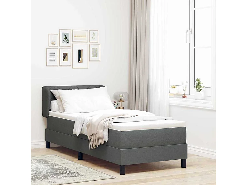 Cama box spring con colchón Gris oscuro 80 x 200 cm tela