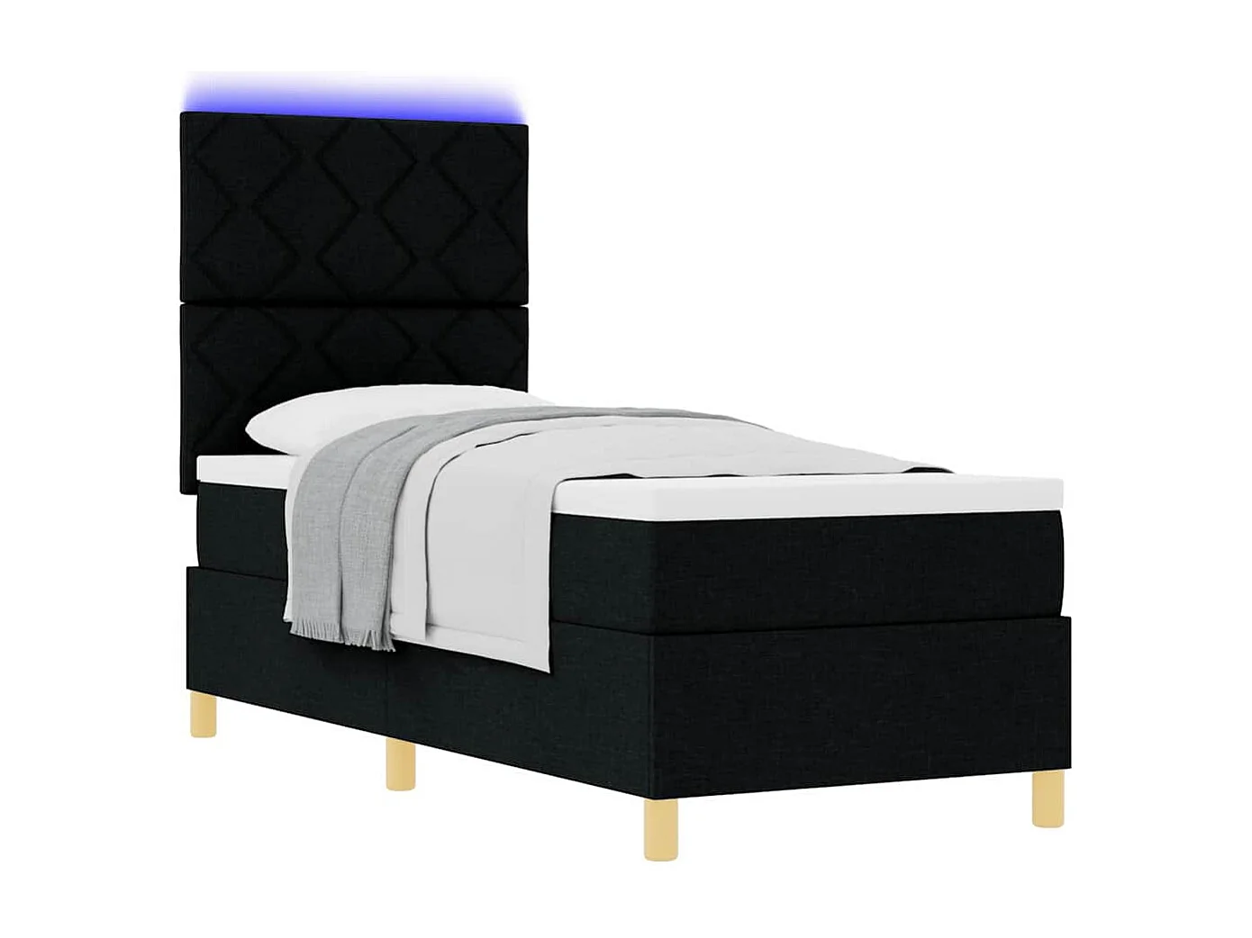 Cadre de lit avec matelas Noir 80 x 200 cm tissu