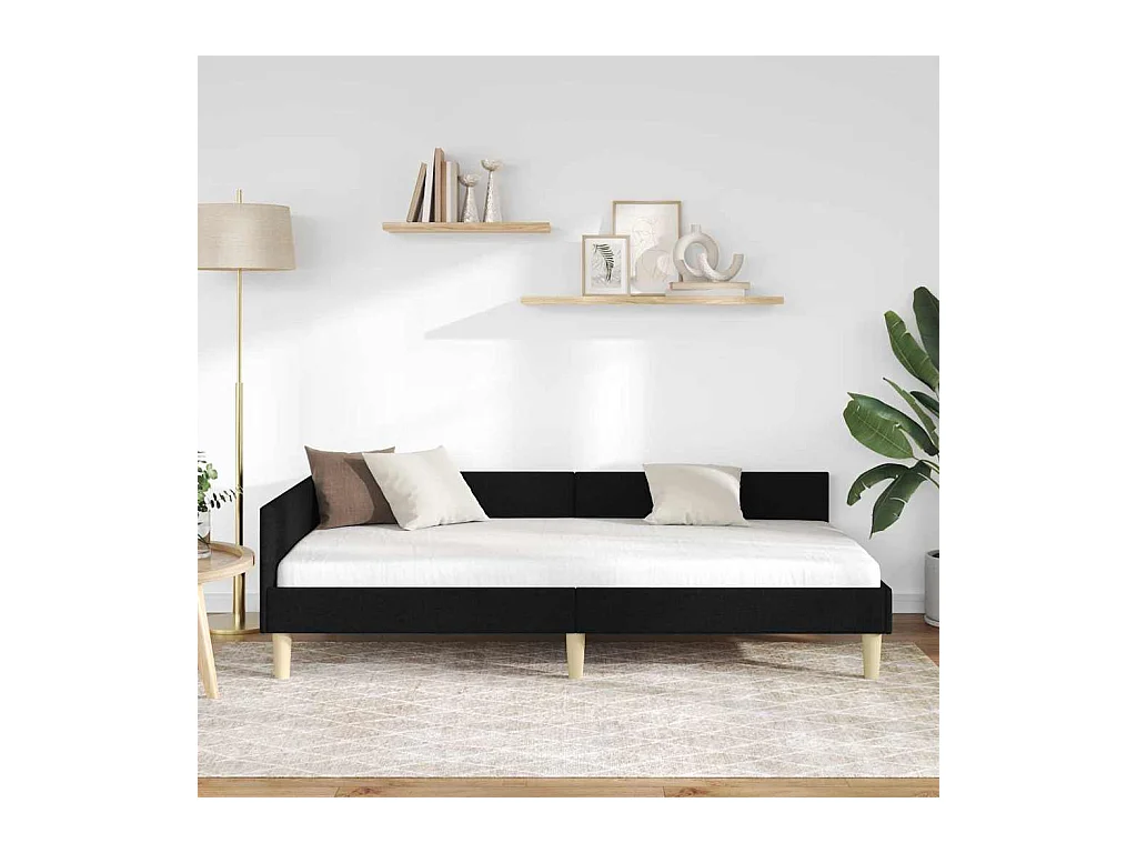 Cadre de lit d'angle Autre avec tête de lit Noir 100 x 200 cm