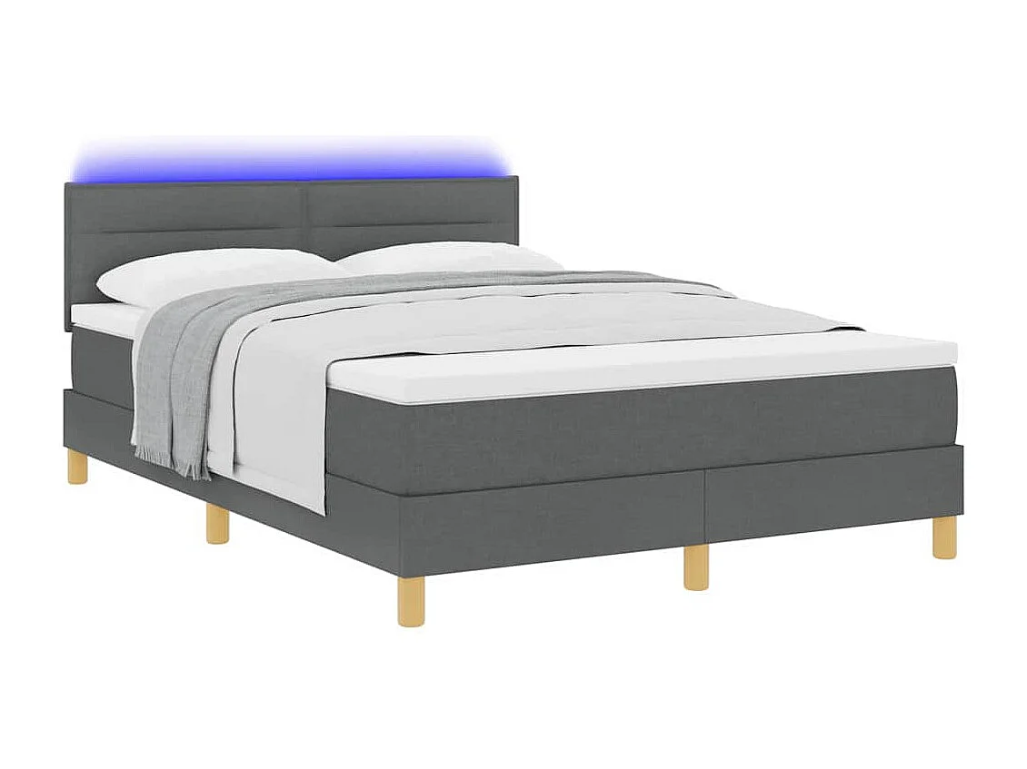 Cadre de lit avec matelas Gris foncé 160 x 200 cm tissu
