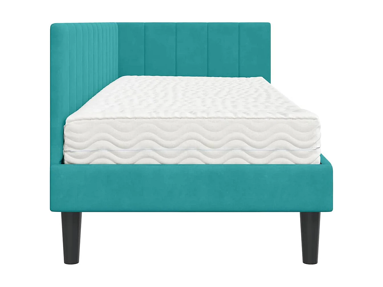 Cadre de lit d'angle avec matelas Turquoise 80 x 200 cm Velours