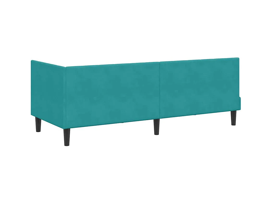 Cadre de lit d'angle avec matelas Turquoise 80 x 200 cm Velours