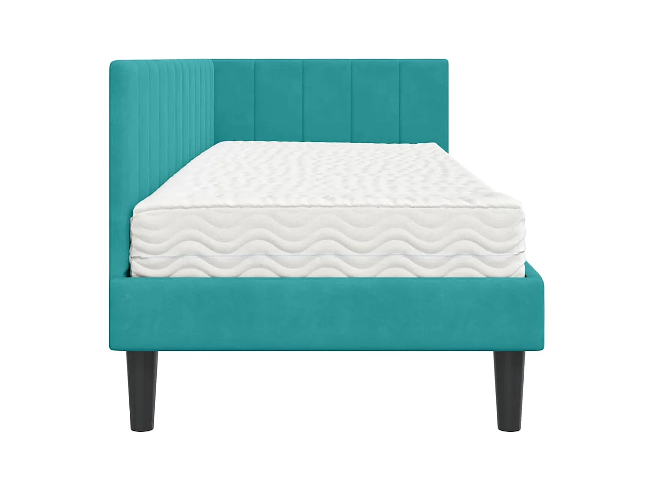 Cadre de lit d'angle avec matelas Turquoise 80 x 200 cm Velours