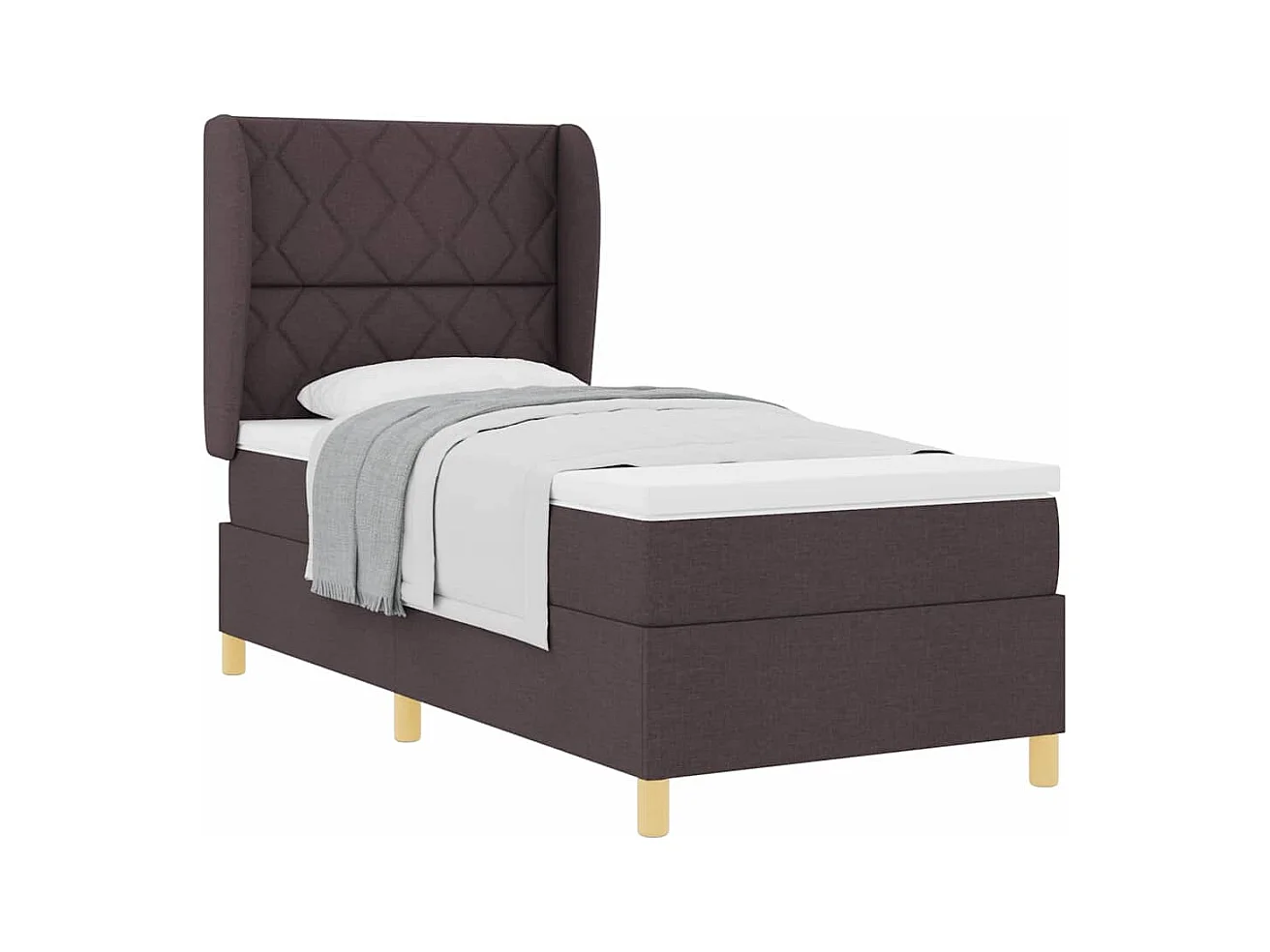 Cadre de lit avec matelas gris foncé 90x190 cm Marron foncé