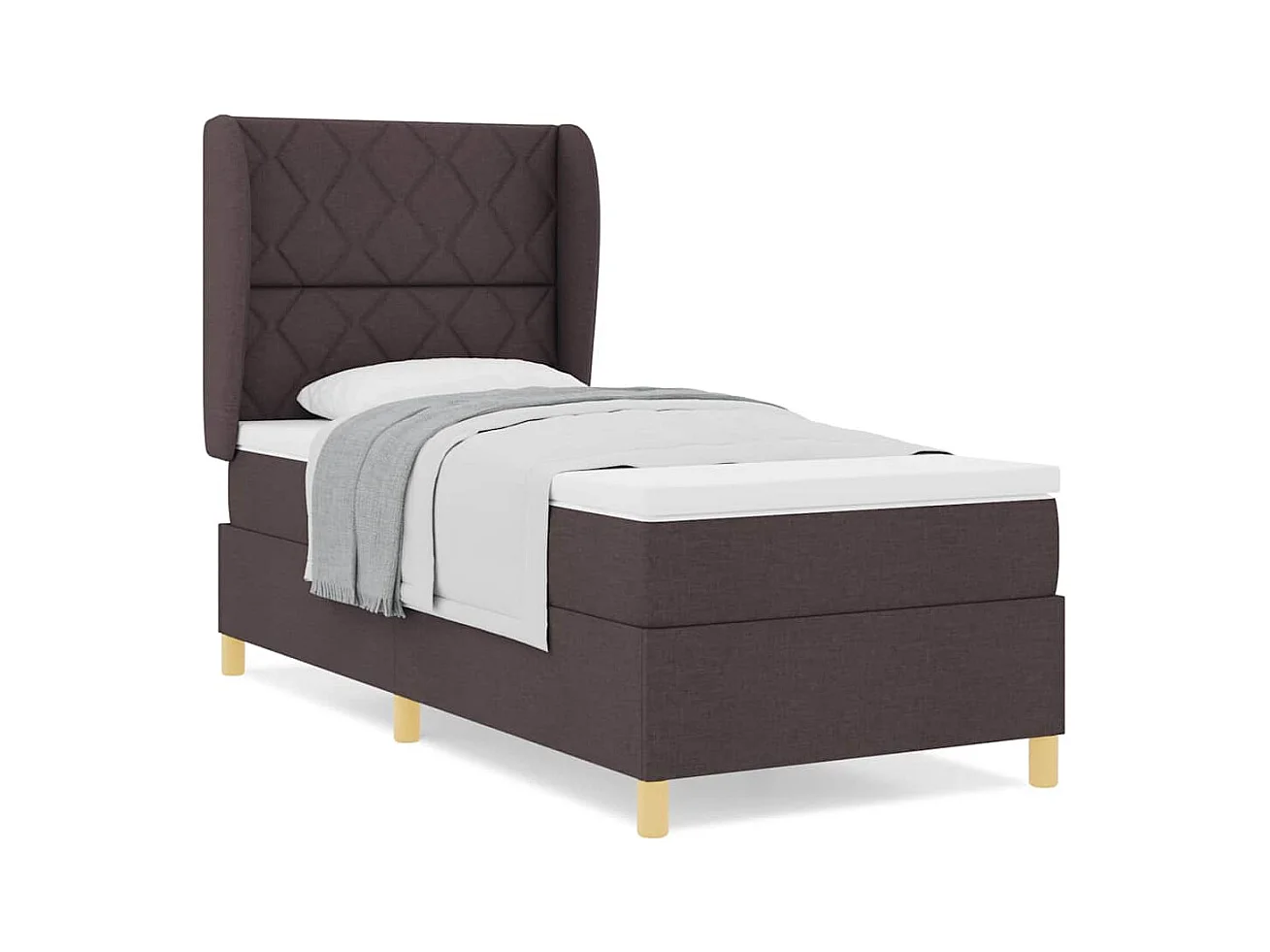 Cadre de lit avec matelas gris foncé 90x190 cm Marron foncé