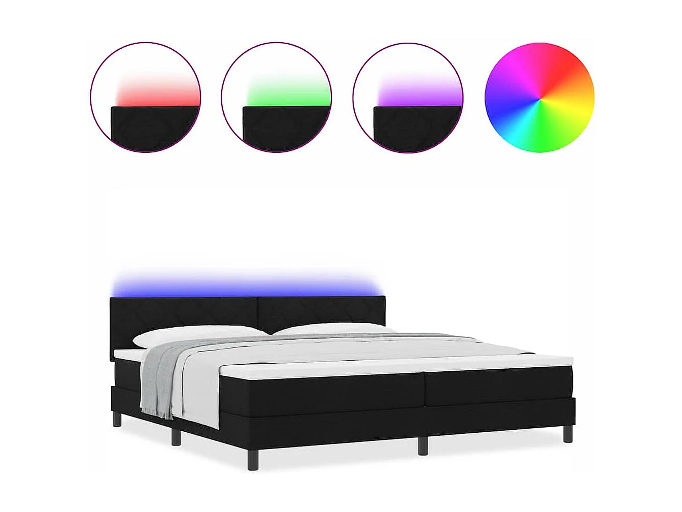 Cama tipo Box Spring con colchón Negro 200 x 200 cm tela