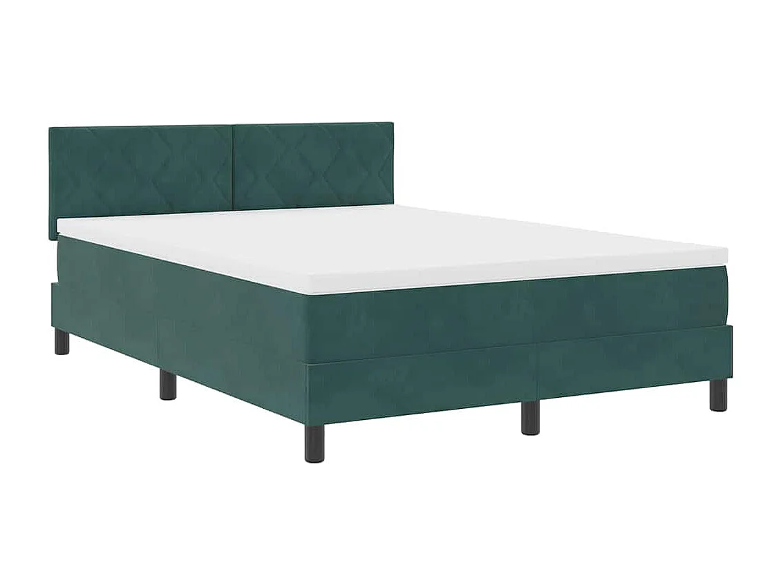 Cadre de lit avec matelas Vert foncé 140 x 190 cm Velours