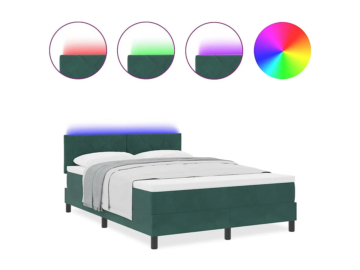 Cadre de lit avec matelas Vert foncé 140 x 190 cm Velours