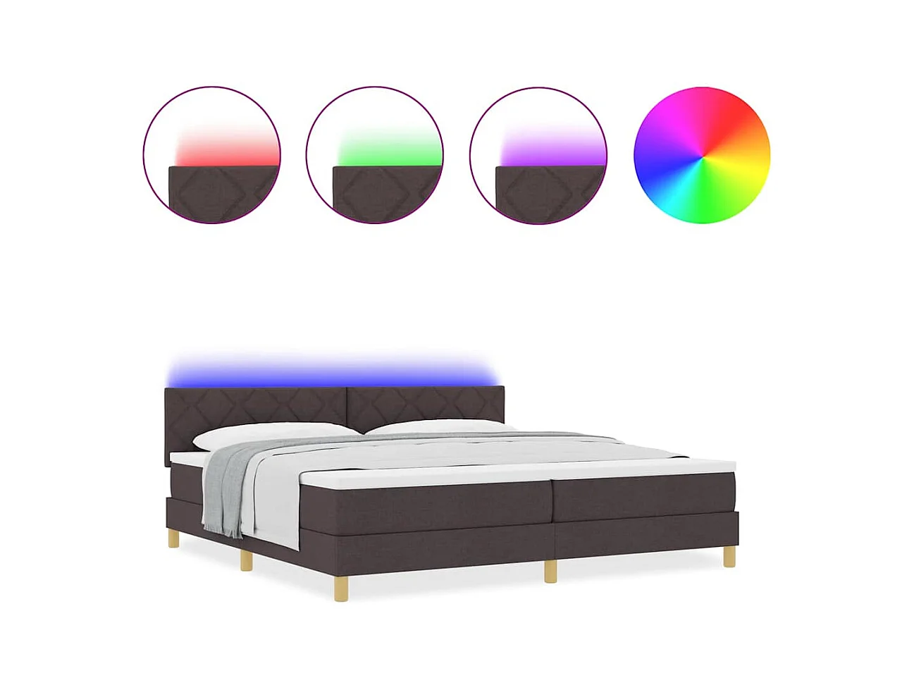 Cadre de lit avec matelas Marron foncé 200 x 200 cm tissu