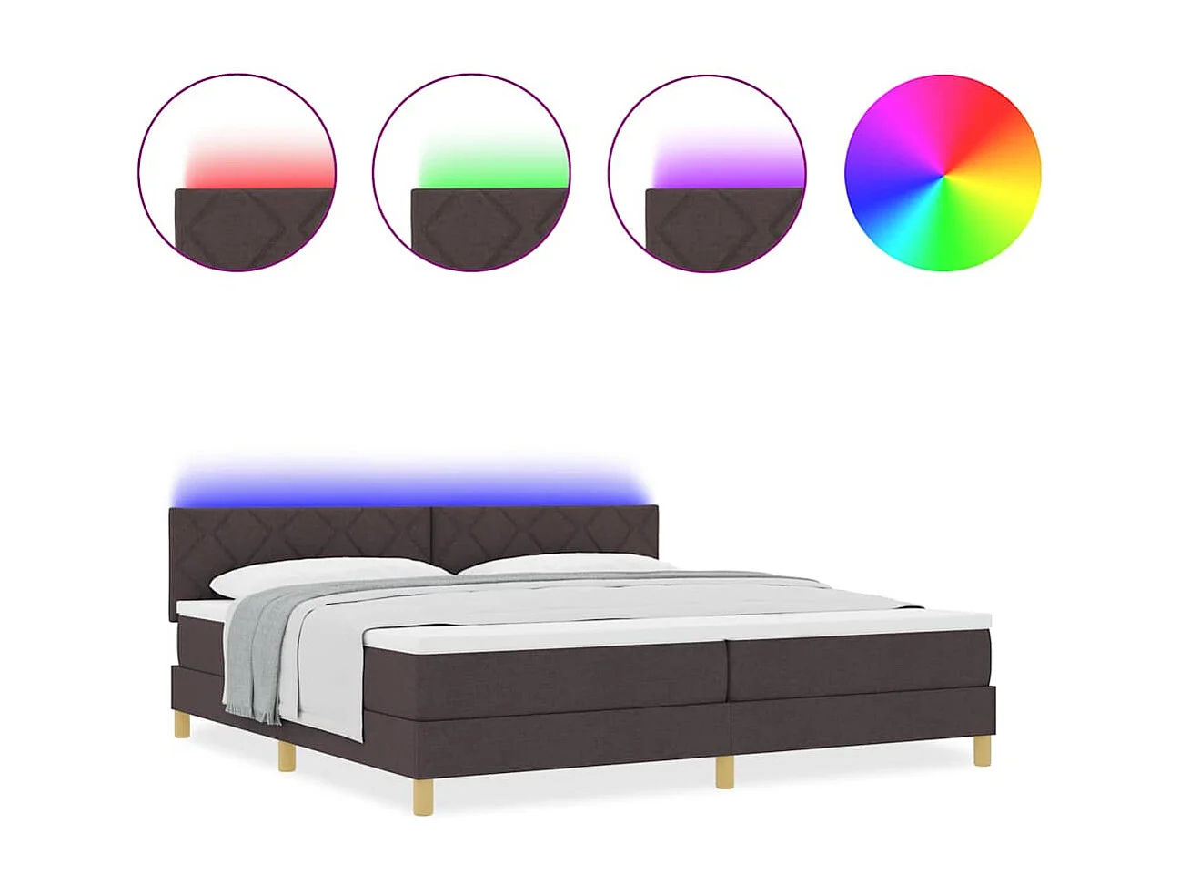 Cama tipo Box Spring Marrón oscuro 200 x 200 cm tela