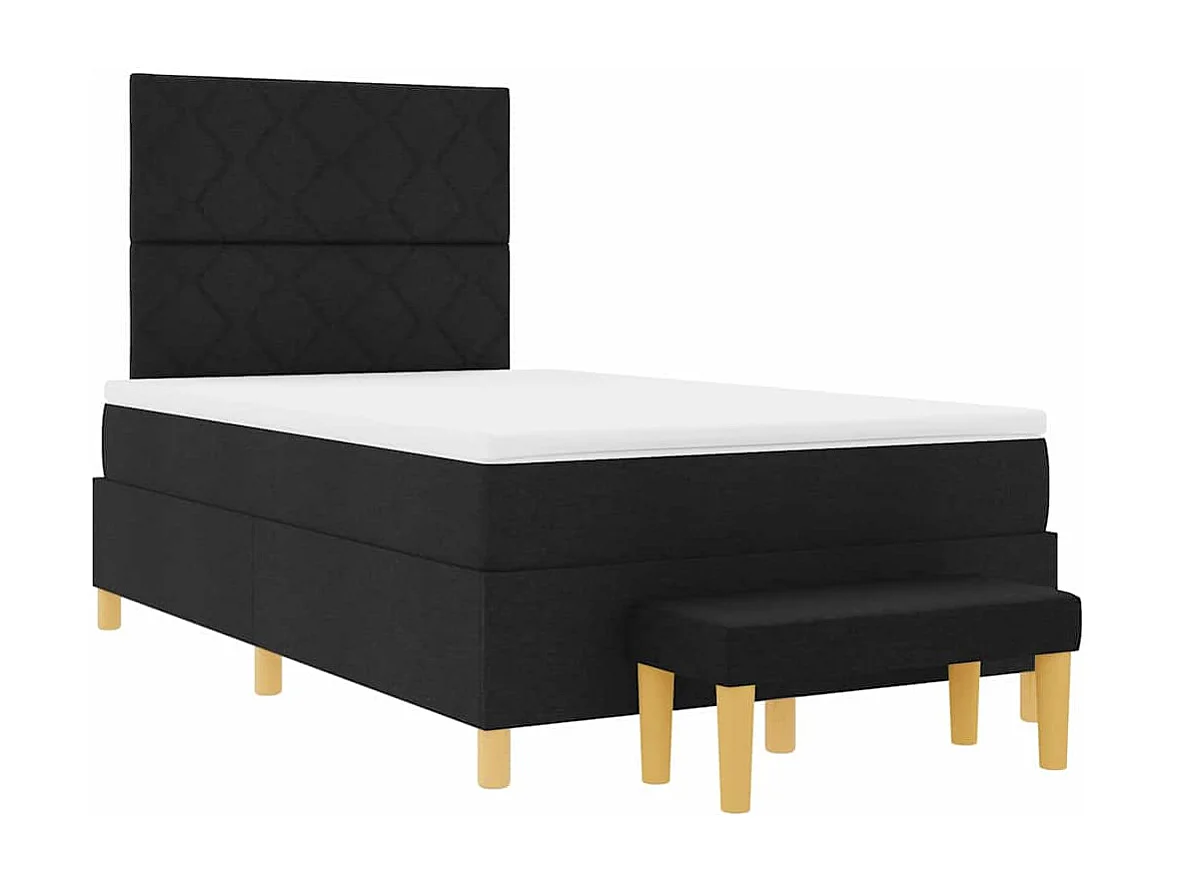 Cadre de lit avec matelas Noir 120 x 190 cm tissu