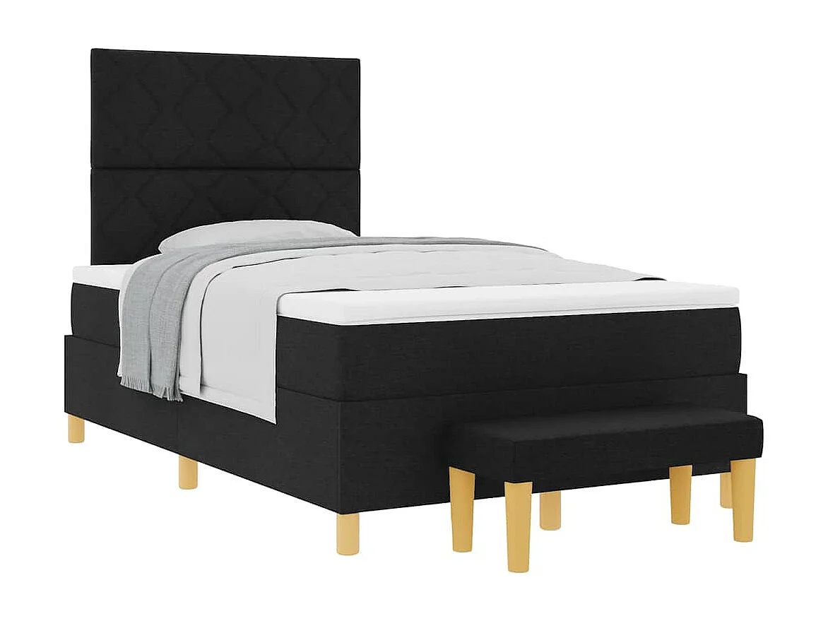 Cama tipo Box Spring con colchón Negro 120 x 190 cm tela