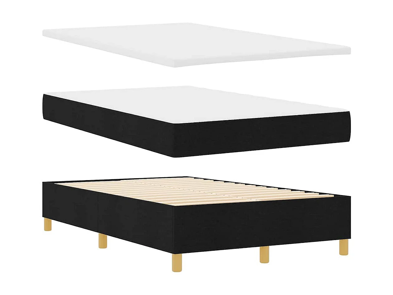Cama tipo Box Spring con colchón Negro 120 x 190 cm tela