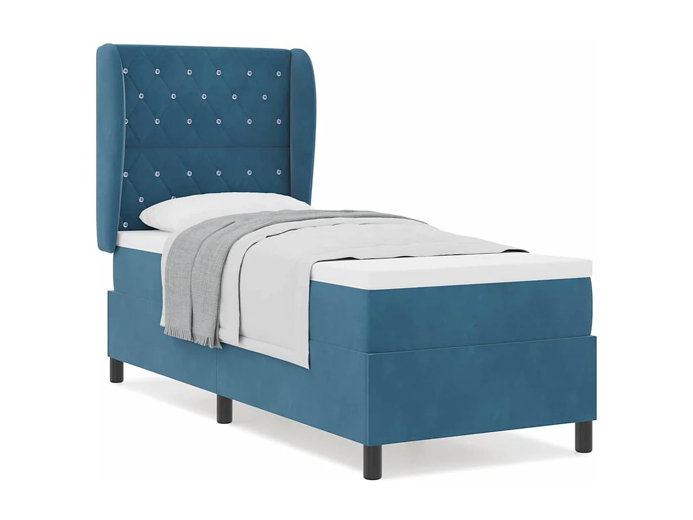 Cama Box com colchão Azul escuro 80 x 200 cm Veludo