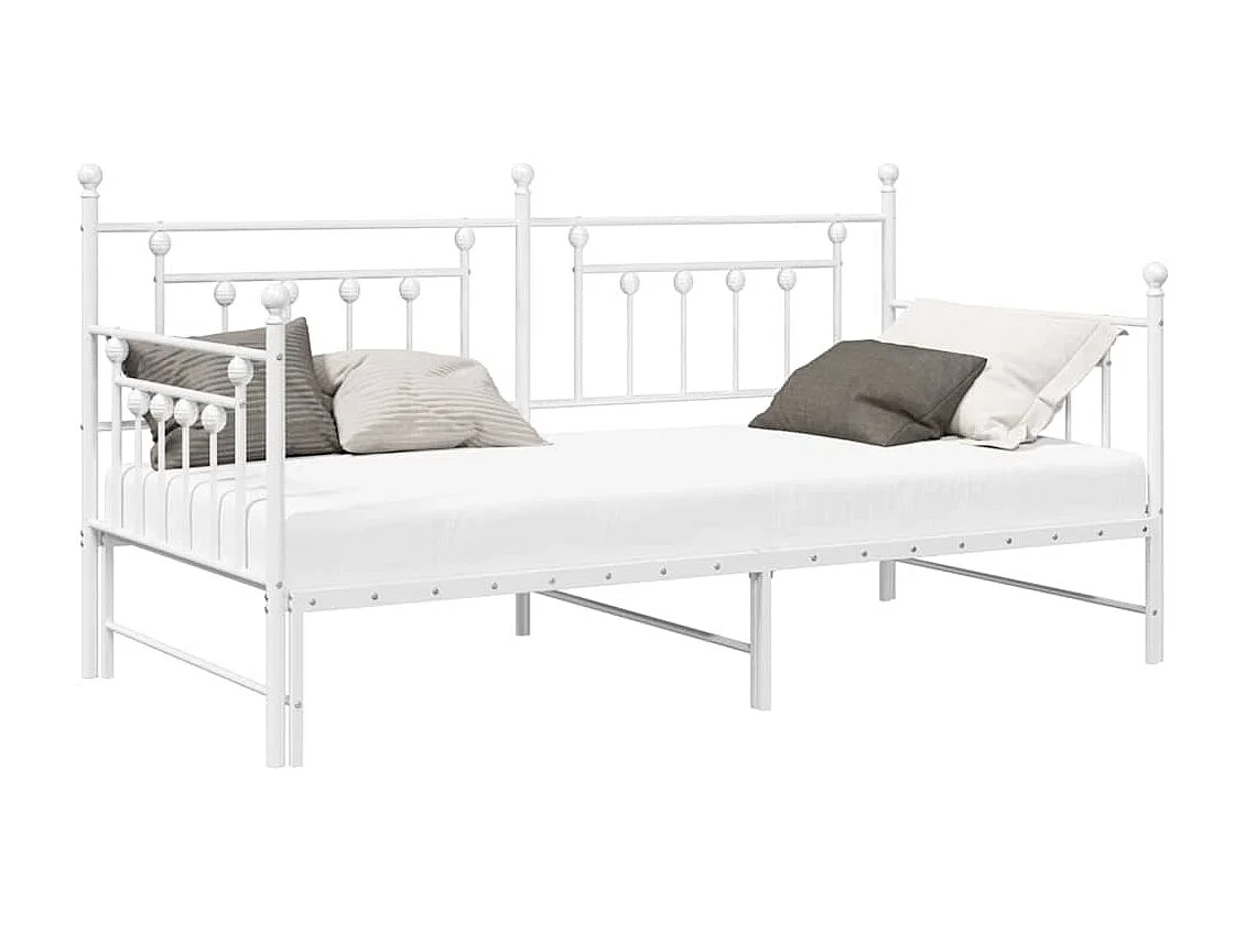 Bedframe voor een daybed met hoofdeinde Wit 90 x 190 cm Staal