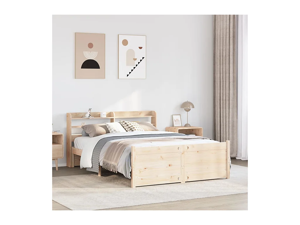 Estrutura de cama com cabeceira 160x200 cm pinho maciço