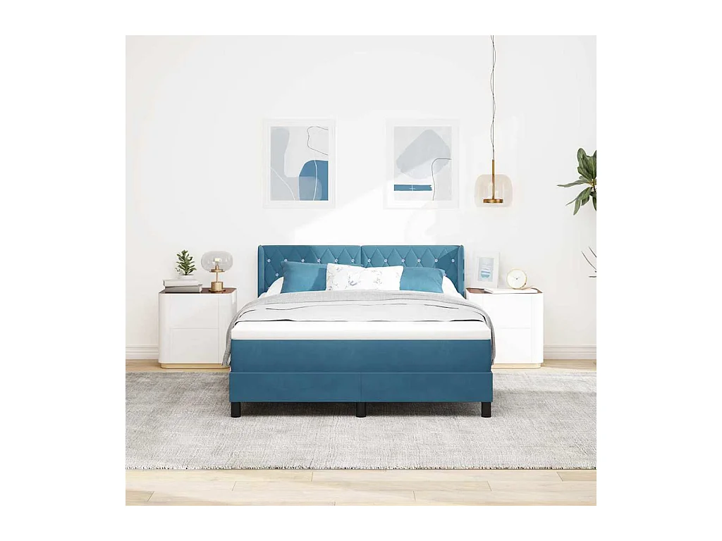 Cadre de lit avec matelas noir 100x200 cm en velours